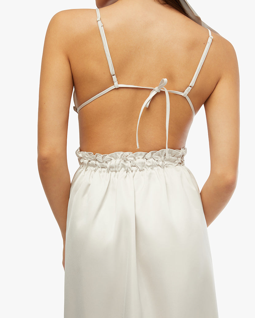 Ruffle Bib Maxi Dress | White Sand