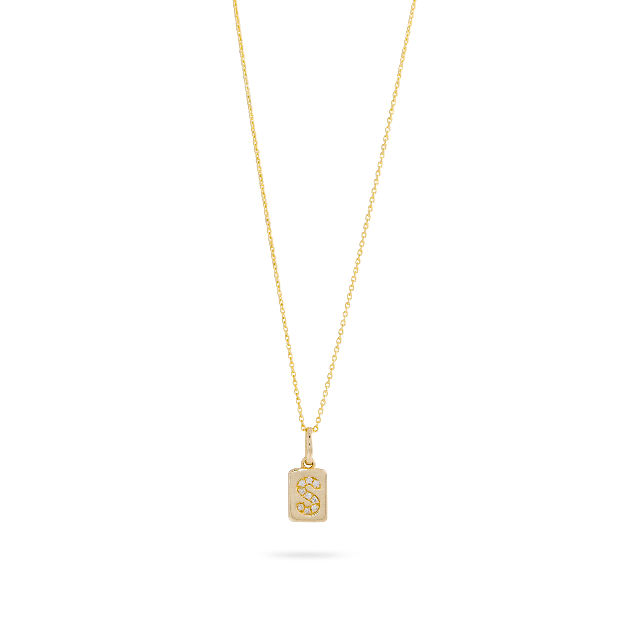 Spell It Out Diamond Initial Dog Tag Necklace | 14K Solid Yellow Gold