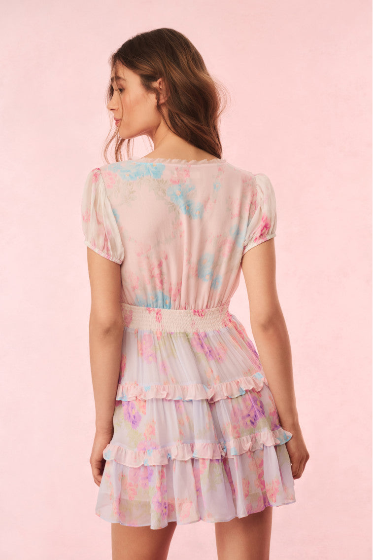 Spirea Floral Chiffon Mini Dress | Sunset Shore