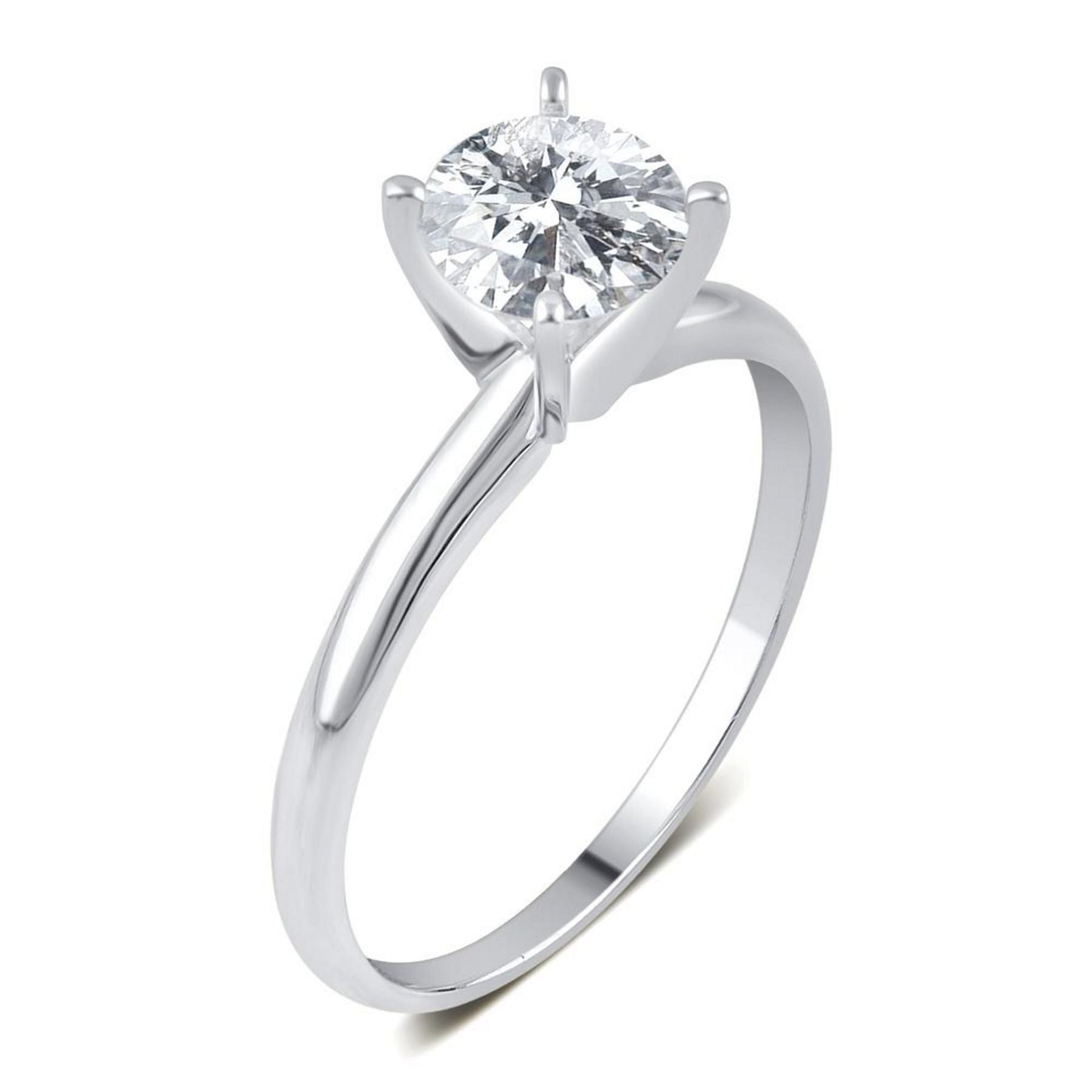 0.75 CT Round Natural Diamond | Solitaire Ring | 14K White Gold | I-1 Color | I2 Clarity