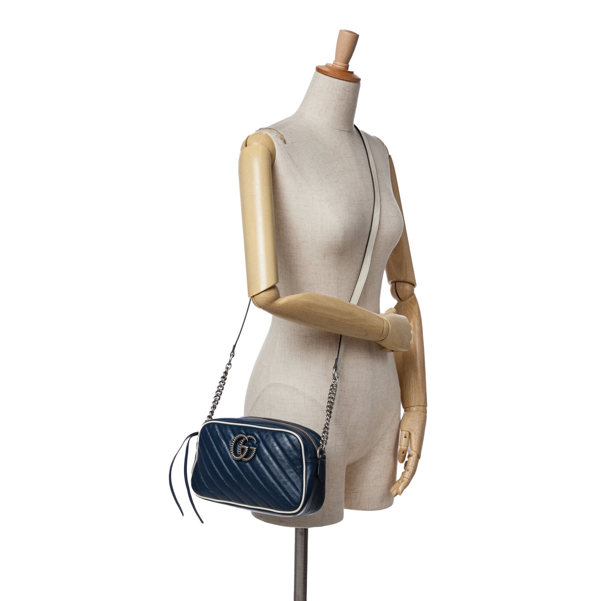 Gucci | Pre-Owned Small GG Marmont Leather Torchon Crossbody | Blue/Navy