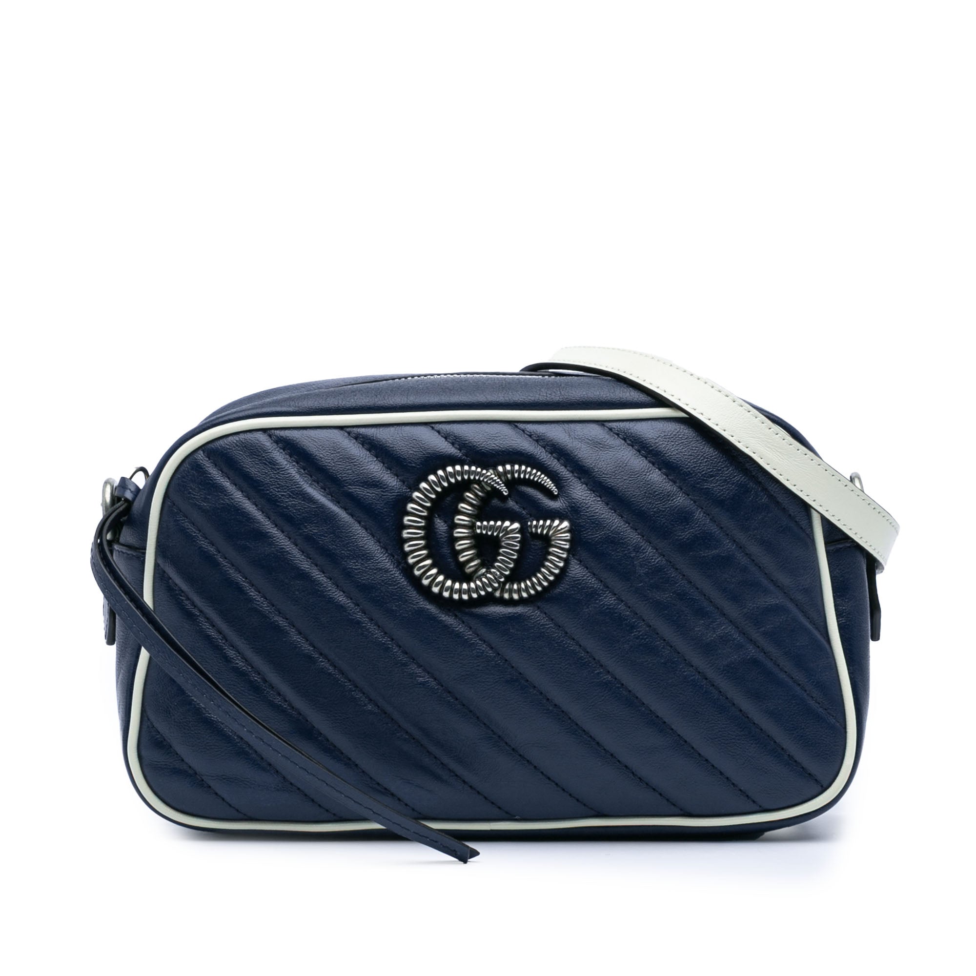 Gucci | Pre-Owned Small GG Marmont Leather Torchon Crossbody | Blue/Navy
