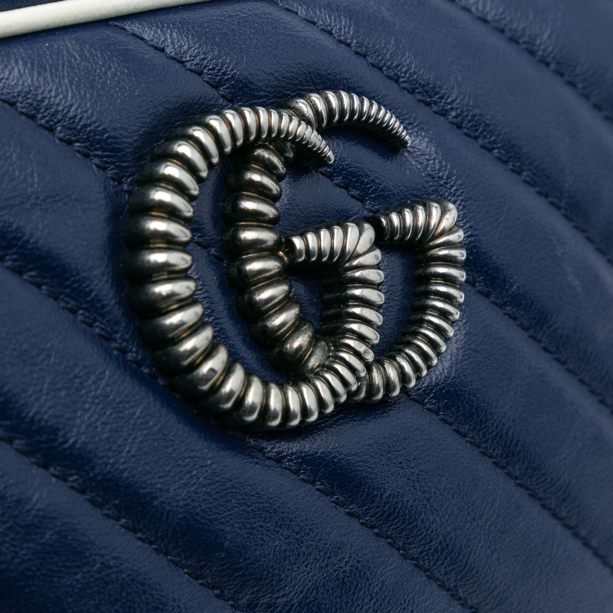 Gucci | Pre-Owned Small GG Marmont Leather Torchon Crossbody | Blue/Navy