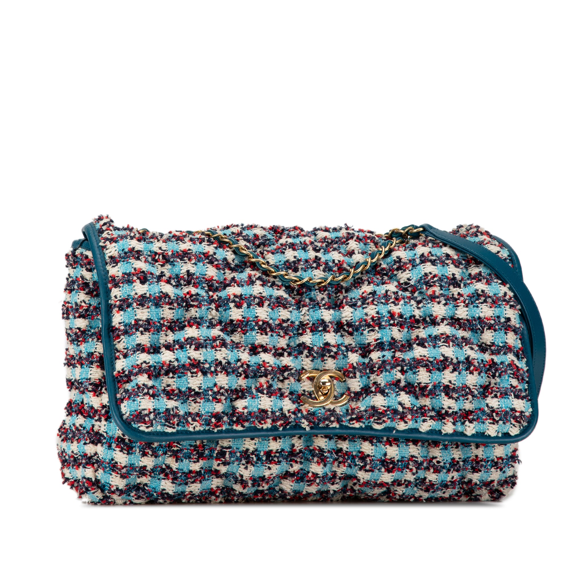 Chanel | Pre-Owned Maxi Tweed Chesterfield Single Flap | Blue