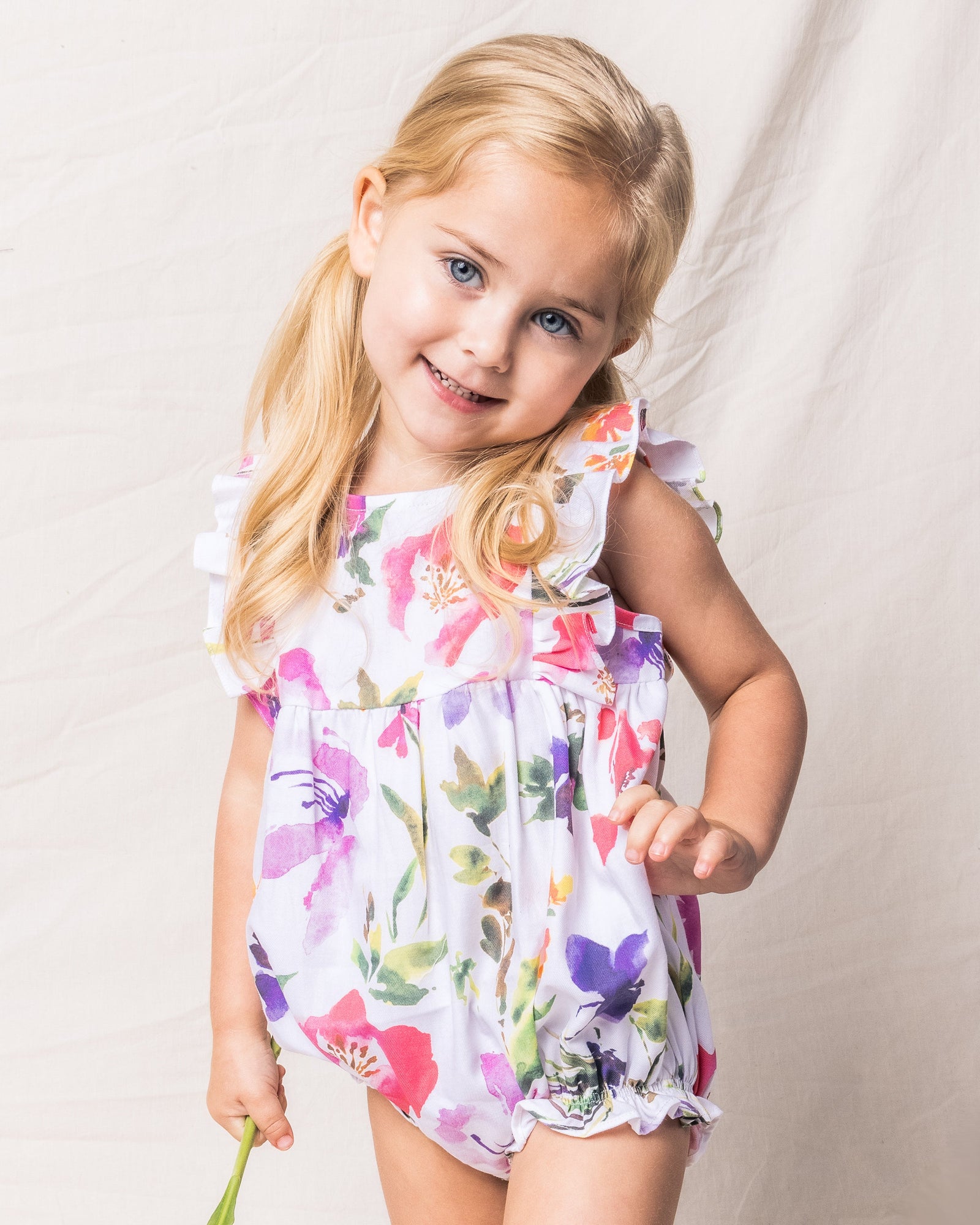 Baby's Twill Ruffled Romper | Gardens of Giverny