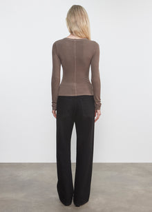 Silk Rib L/S Crew | Mushroom