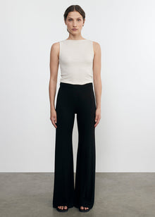 silk knit bias pant in black