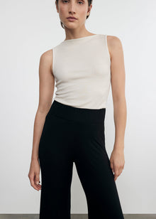 silk knit bias pant in black