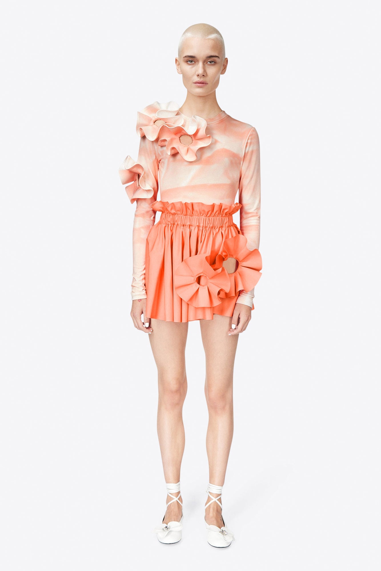Ruffle Flower Mini Skirt | Sweet Salmon