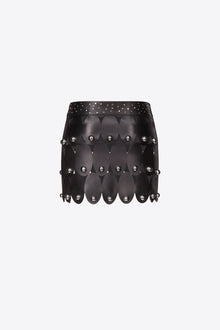 Studded Eye Leather Mini Skirt | Black