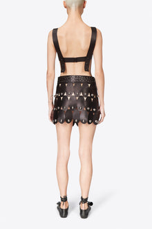 Studded Eye Leather Mini Skirt | Black