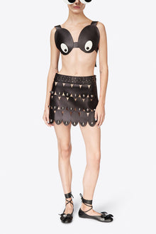 Leather Eyes Bra Top | Black