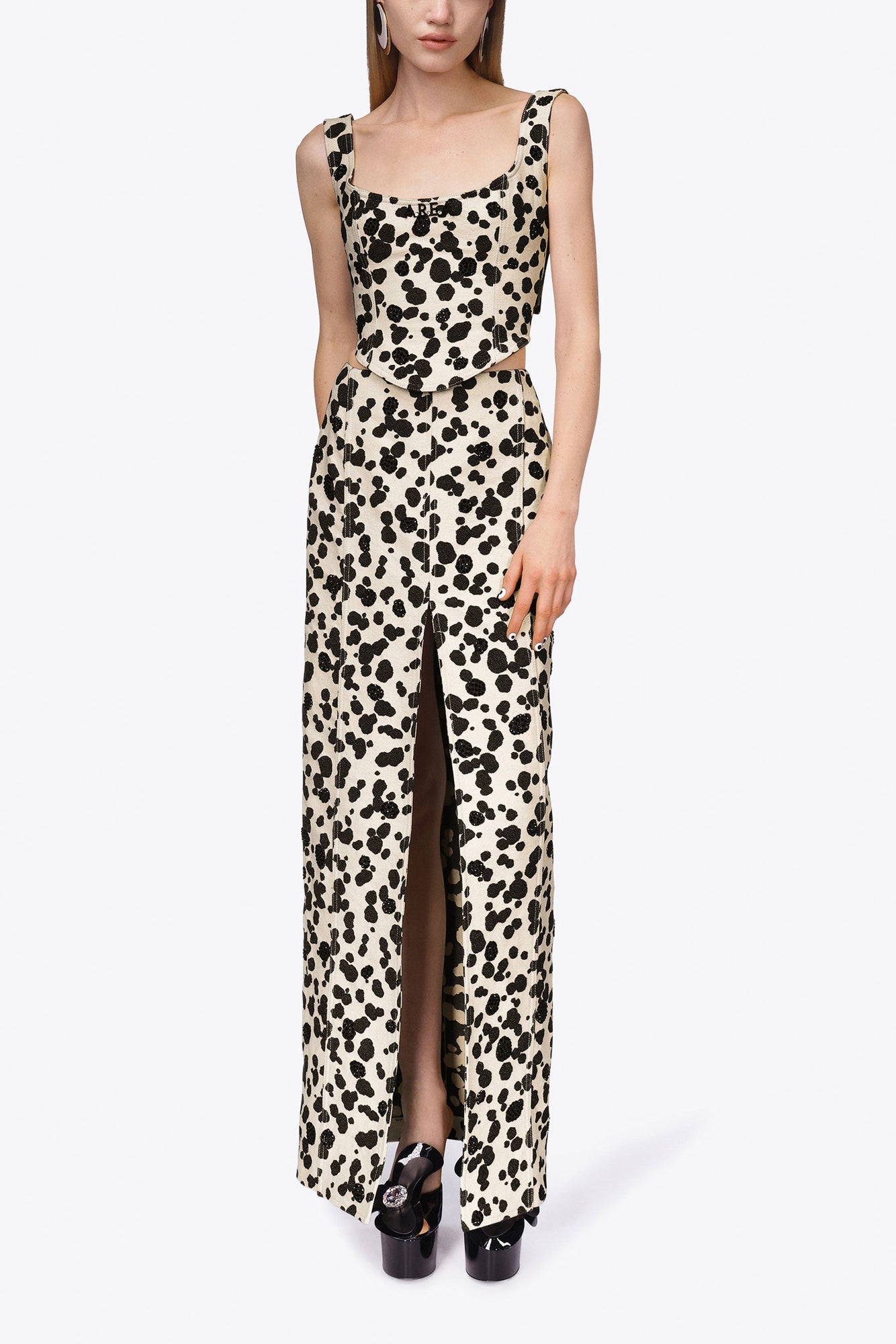 Dalmatian Denim Corset Top | Black/Off White