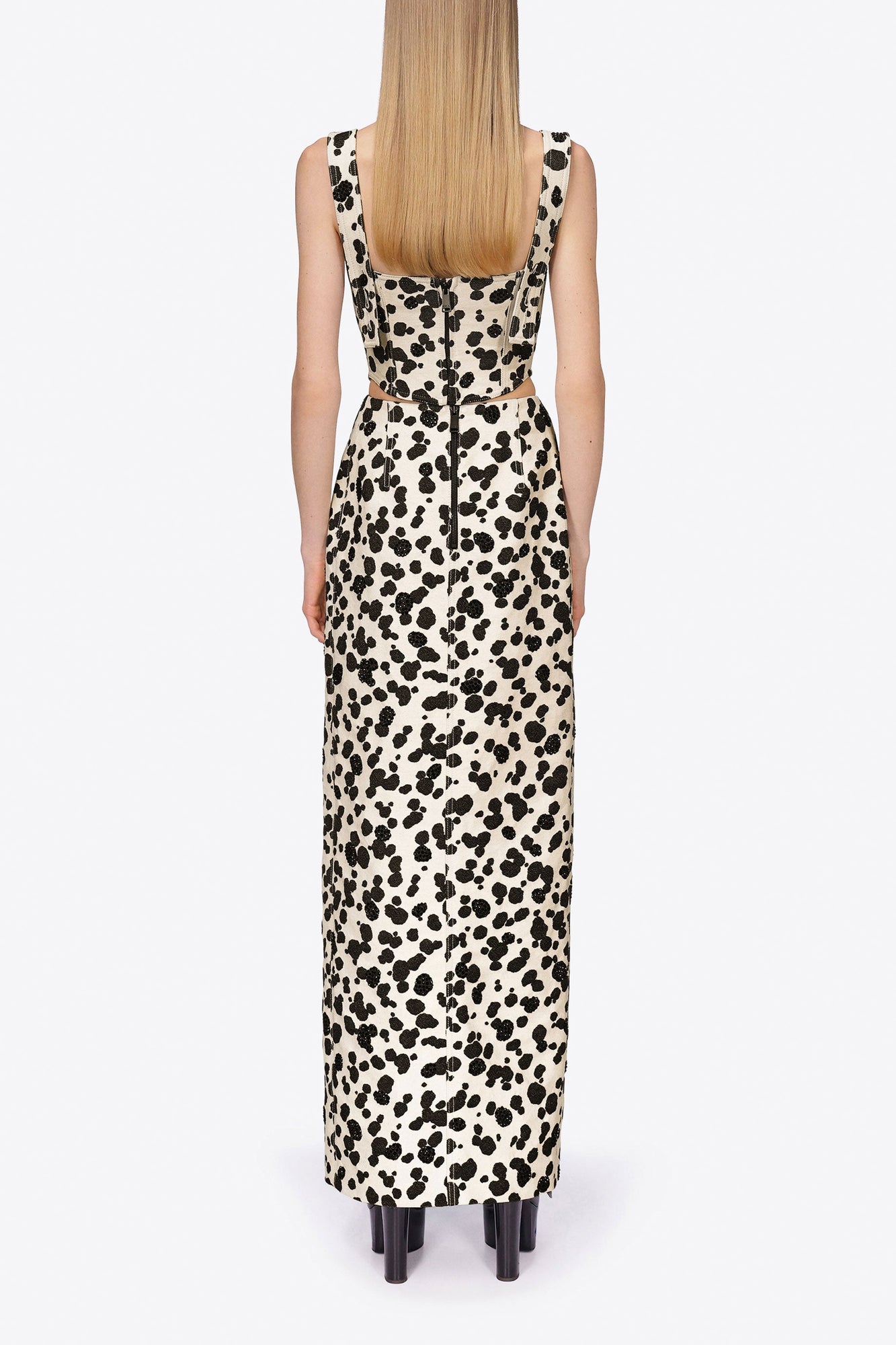 Dalmatian Denim Corset Top | Black/Off White