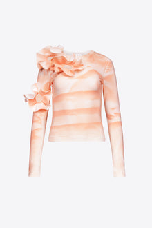 Ruffle Flower Long Sleeve Top | Whipped White/Sweet Salmon