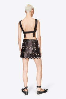 Studded Eye Leather Mini Skirt | Black