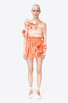 Ruffle Flower Long Sleeve Top | Whipped White/Sweet Salmon