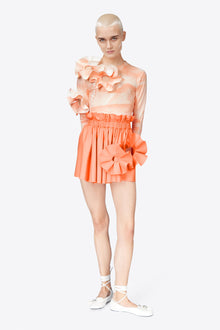 Ruffle Flower Long Sleeve Top | Whipped White/Sweet Salmon