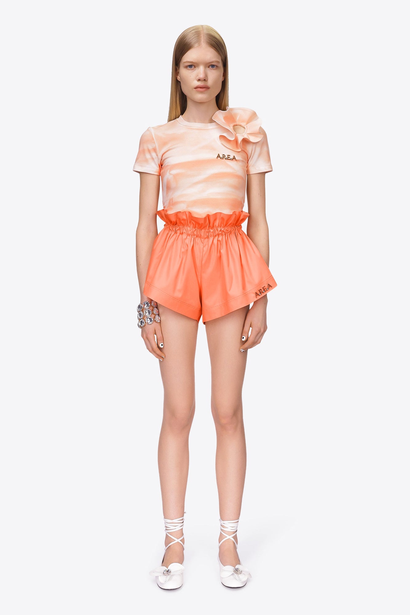 Ruffle Flower T-Shirt | Whipped White/Sweet Salmon