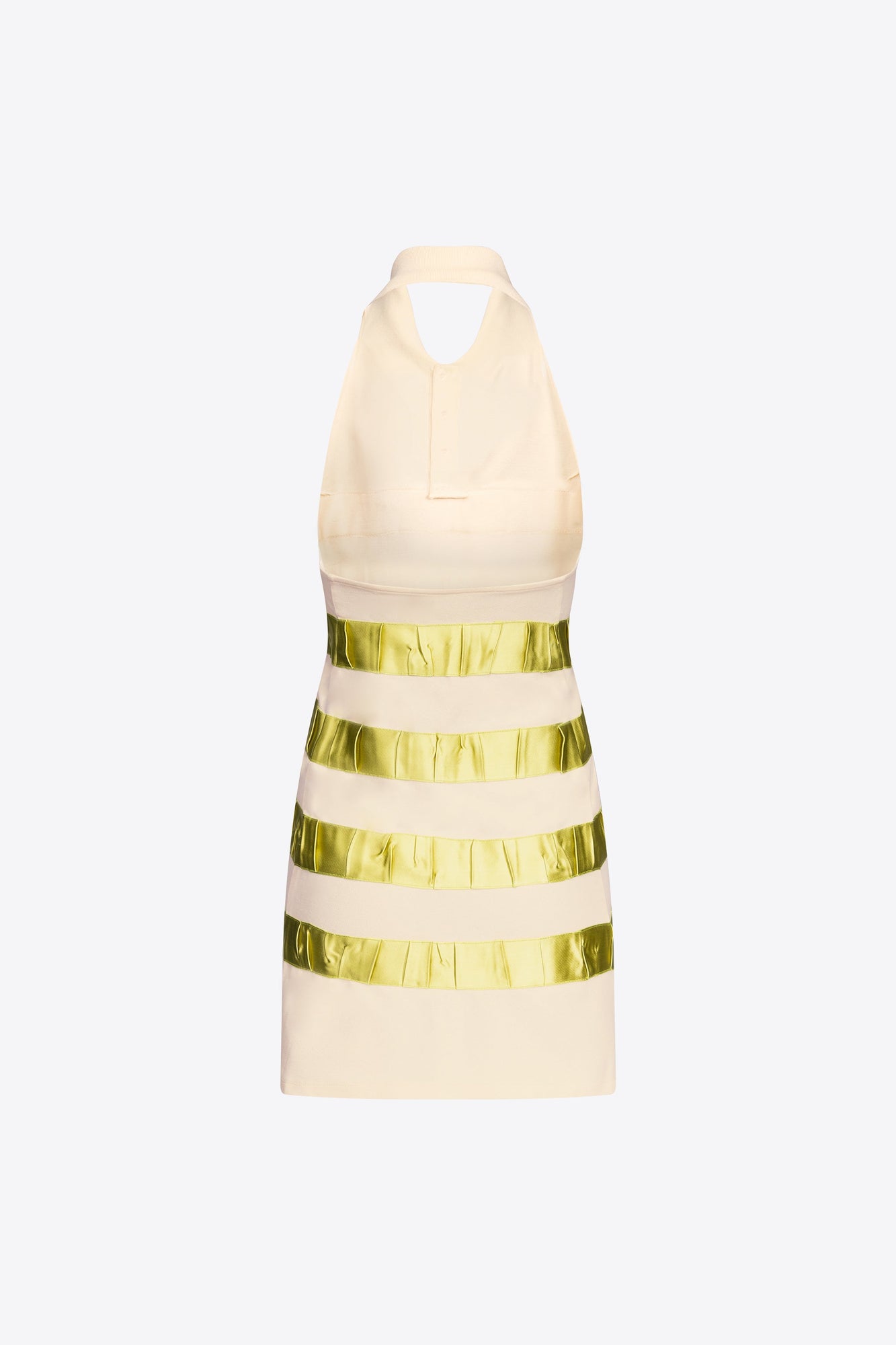 Crystal Embellished Polo Dress | Cream/Green