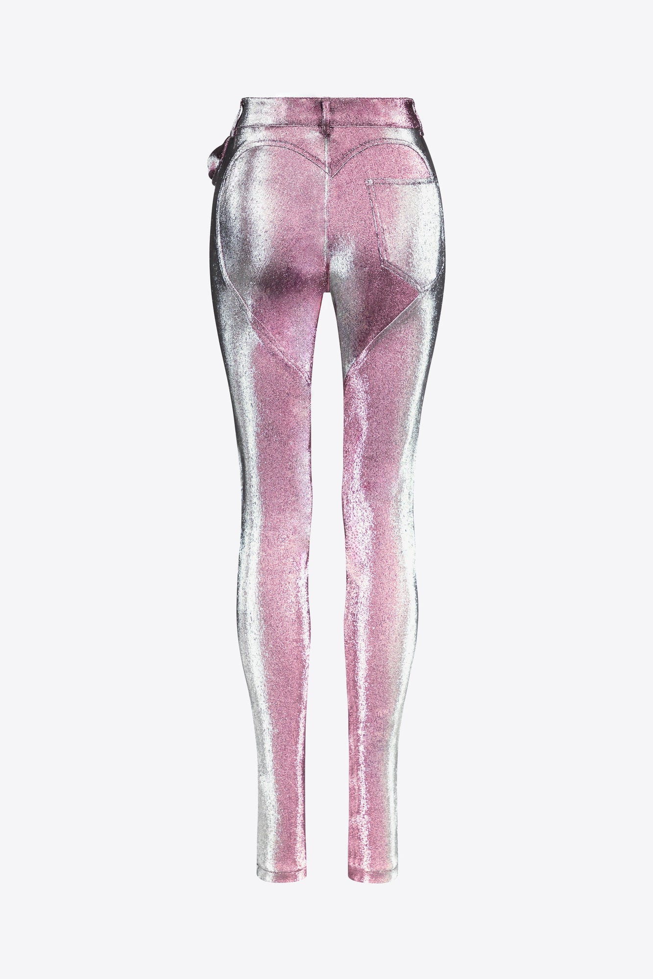 Stretch Lame Rosette Legging | Pink/Silver