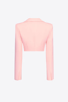 Crystal Embellished Bow Cropped Jacket | Pastel Pink