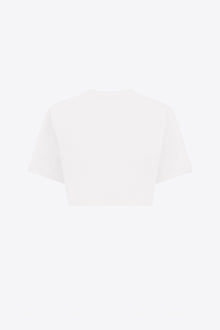 Crystal Rosette Cropped T-Shirt | White
