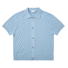 Short Sleeve Knit Button Down | Baby Blue