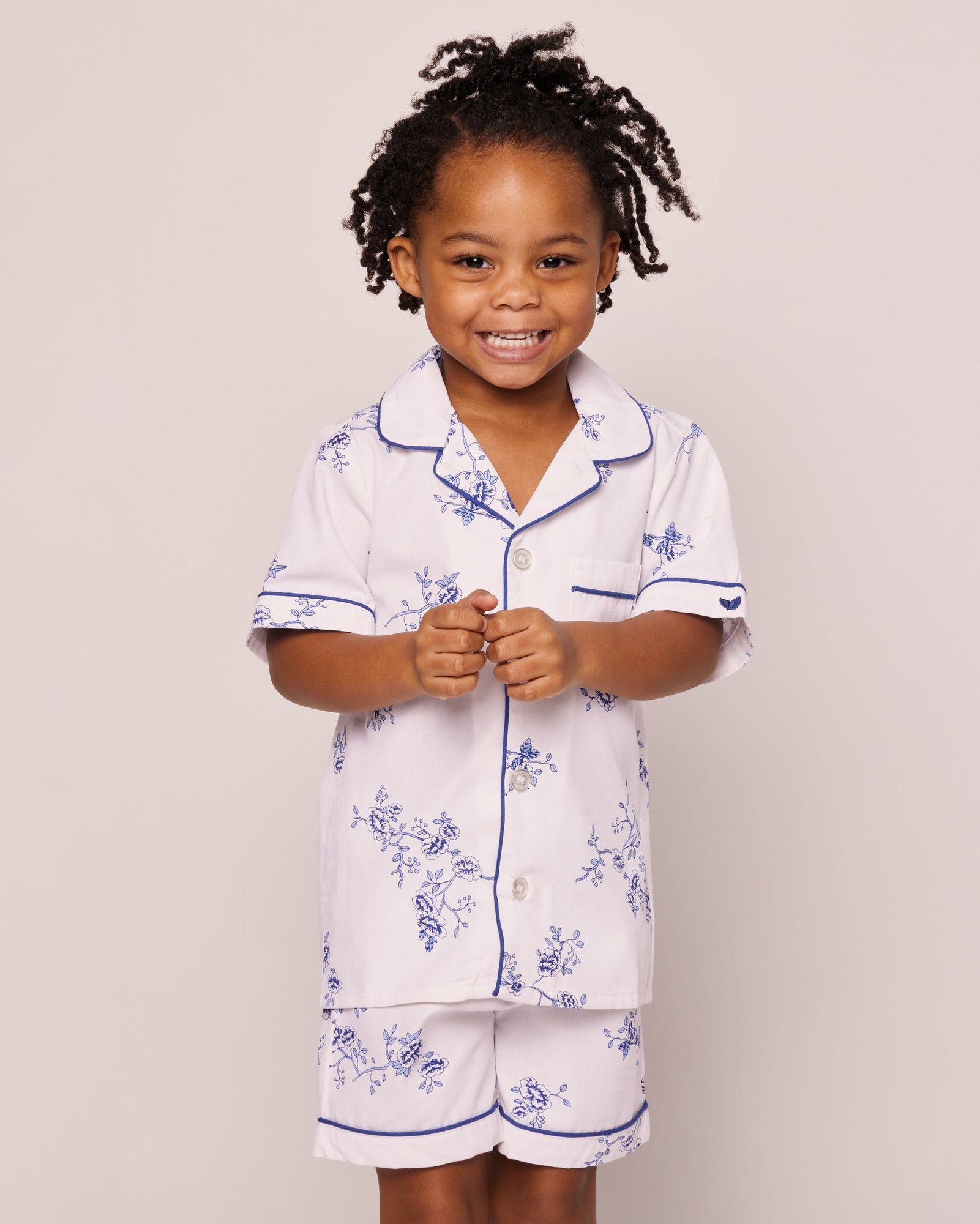 Kid's Twill Pajama Short Set | Indigo Floral