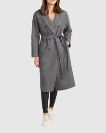 Women | Standing Still Wool Blend Belted Coat | Charcoal