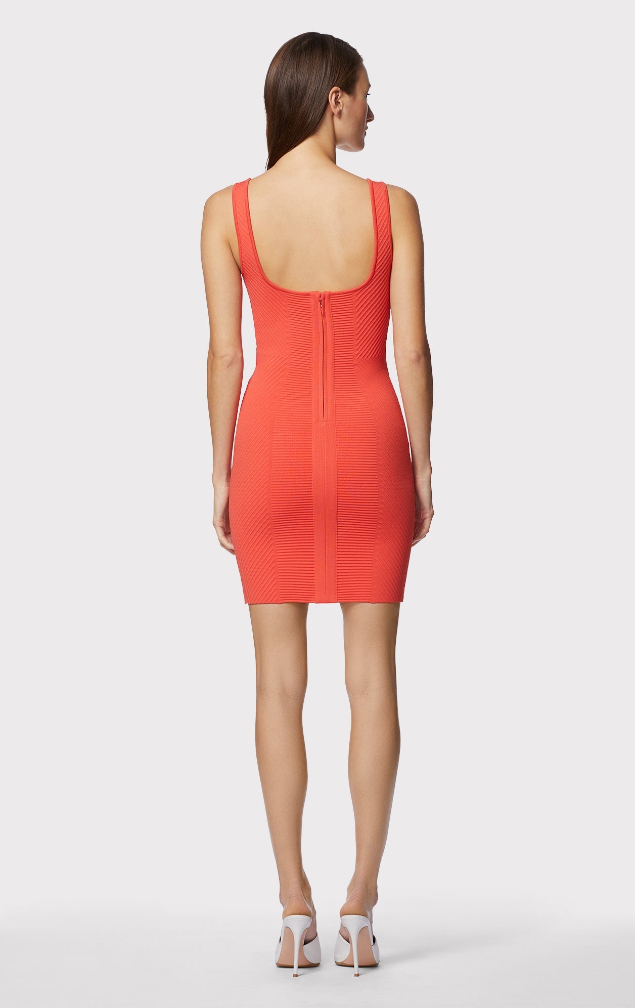 Ottoman Scoop Neck Cut Out Mini Dress | Flame