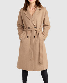 Women | Standing Still Wool Blend Belted Coat | Oat