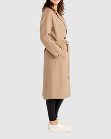 Women | Standing Still Wool Blend Belted Coat | Oat