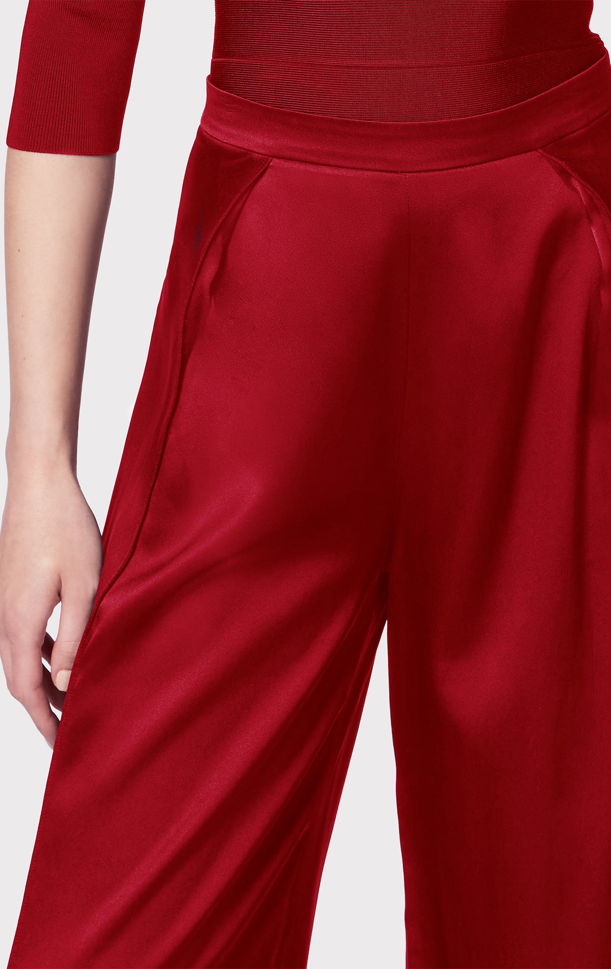 Icon High Waist Silk Wide Leg Pants | Wine