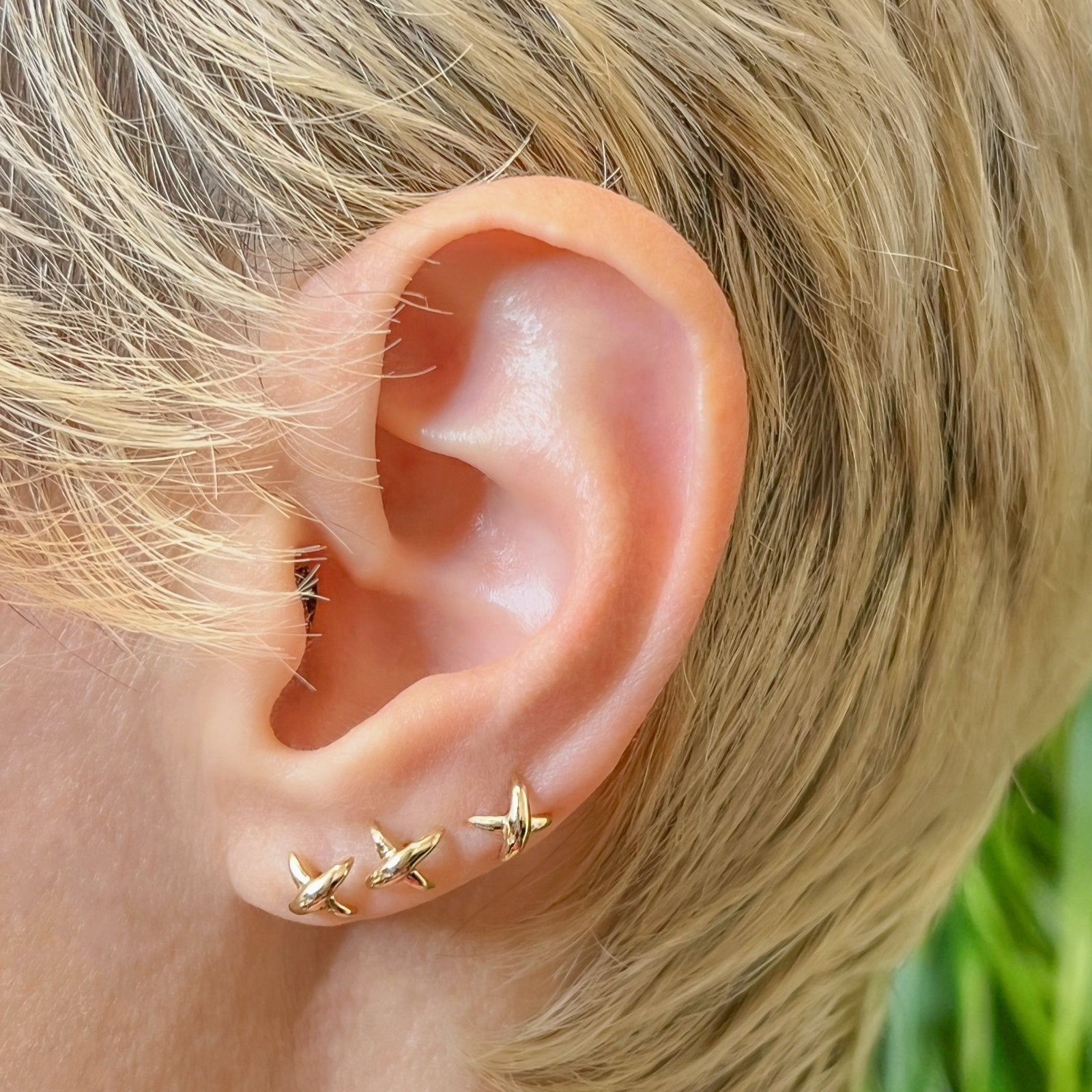 14k Recycled Gold Stitch Stud Earrings