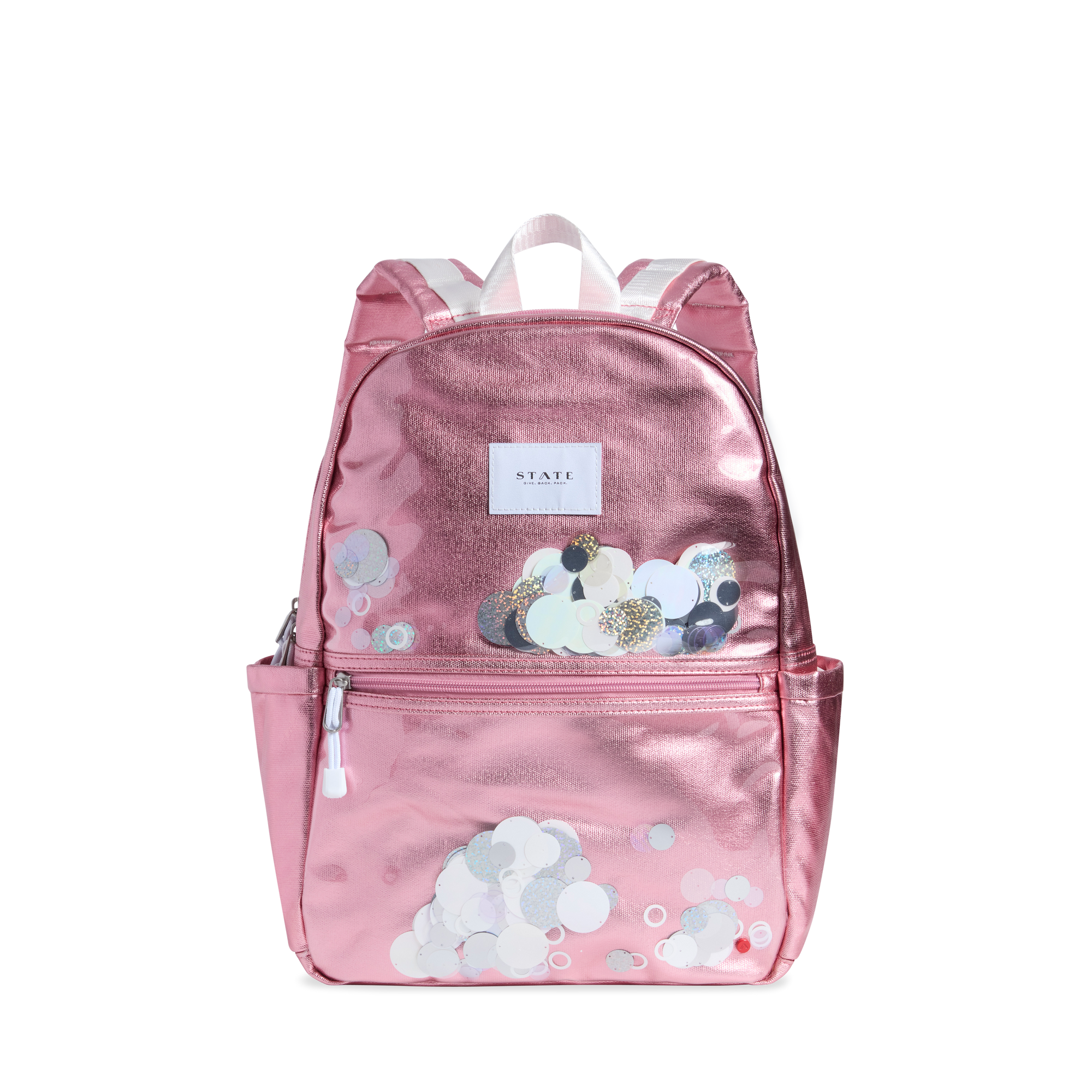 state bags kane kids backpack metallic white sequins front view click to zoom