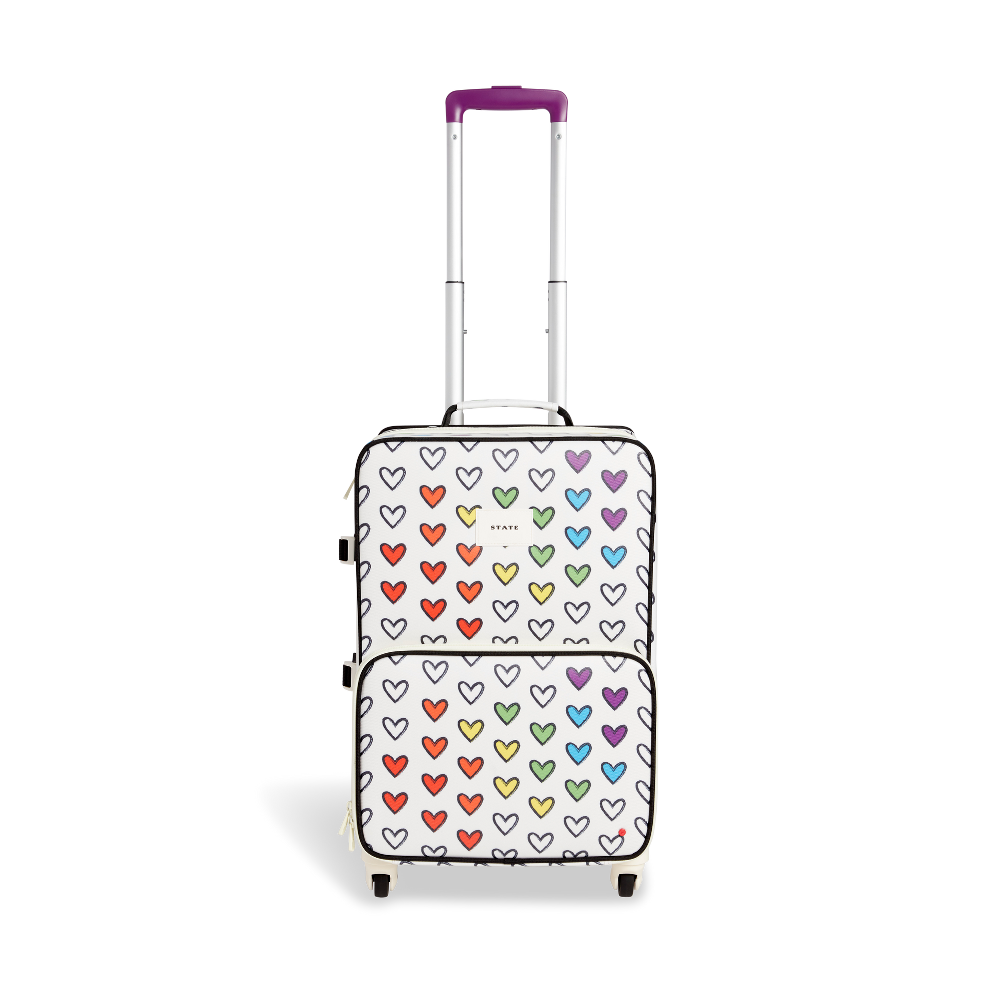 STATE Bags Logan Suitcase Rainbow Hearts Front View Click to Zoom