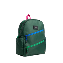 Kane Double Pocket Large Backpack | Olive Diagonal Zipper - Kids