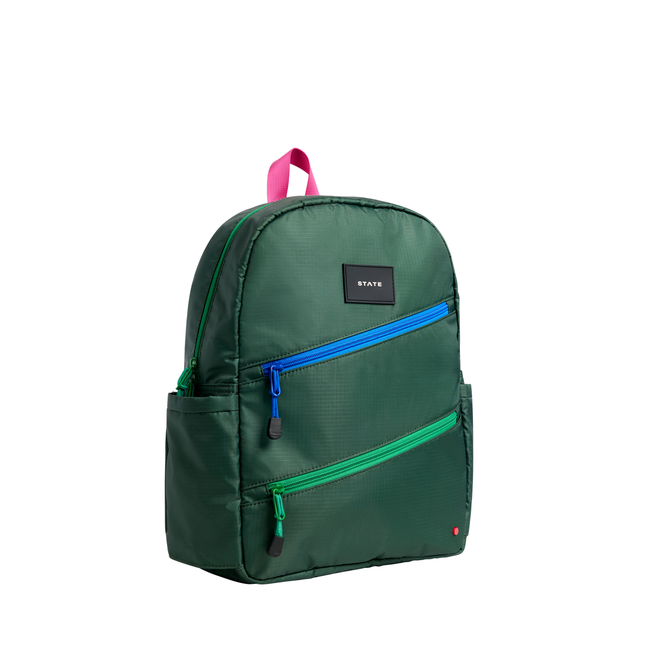 Kane Double Pocket Large Backpack | Olive Diagonal Zipper - Kids