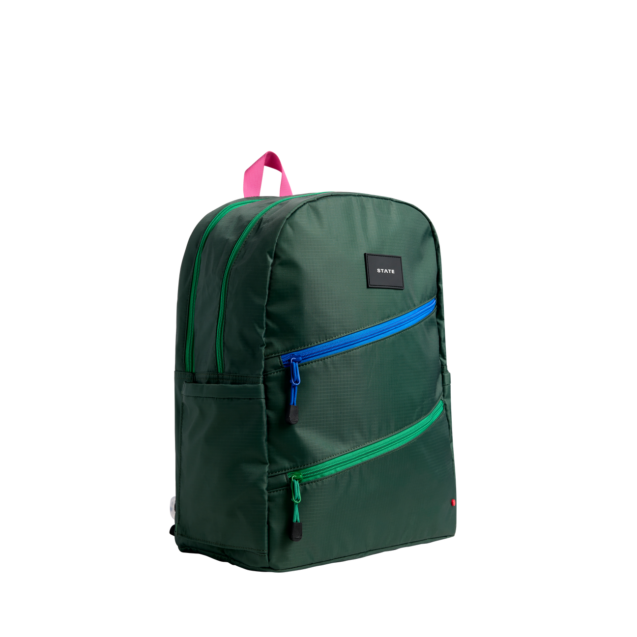 Kane Double Pocket Backpack | Olive Diagonal Zipper - Kids