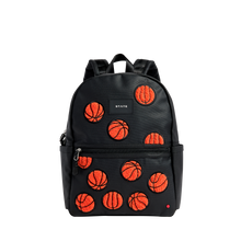 STATE Bags Kane Kids Backpack Coated Canvas Fuzzy Basketballs Front View Click to Zoom