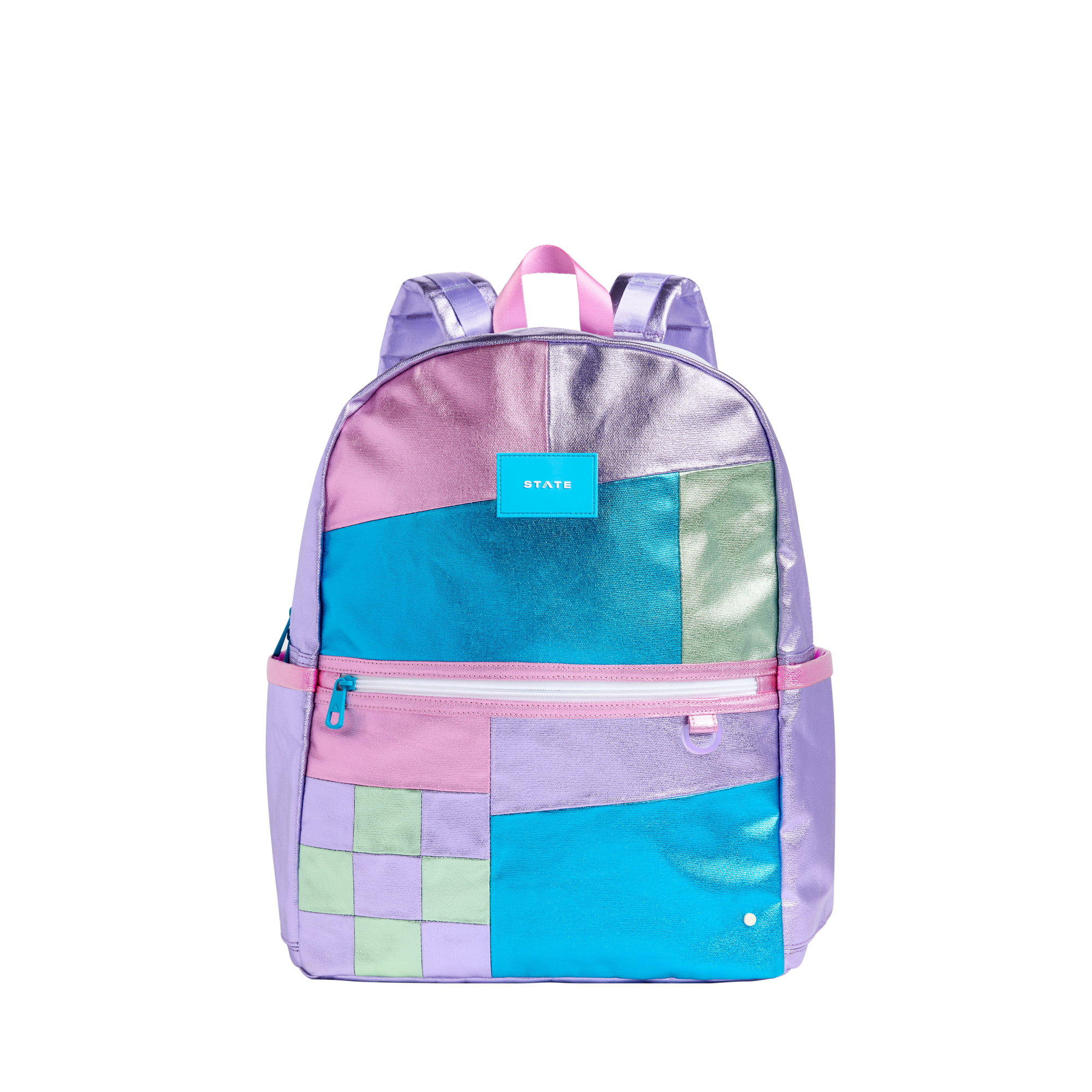 STATE Bags Kane Kids Large Metallic Patchwork Front View Click to Zoom