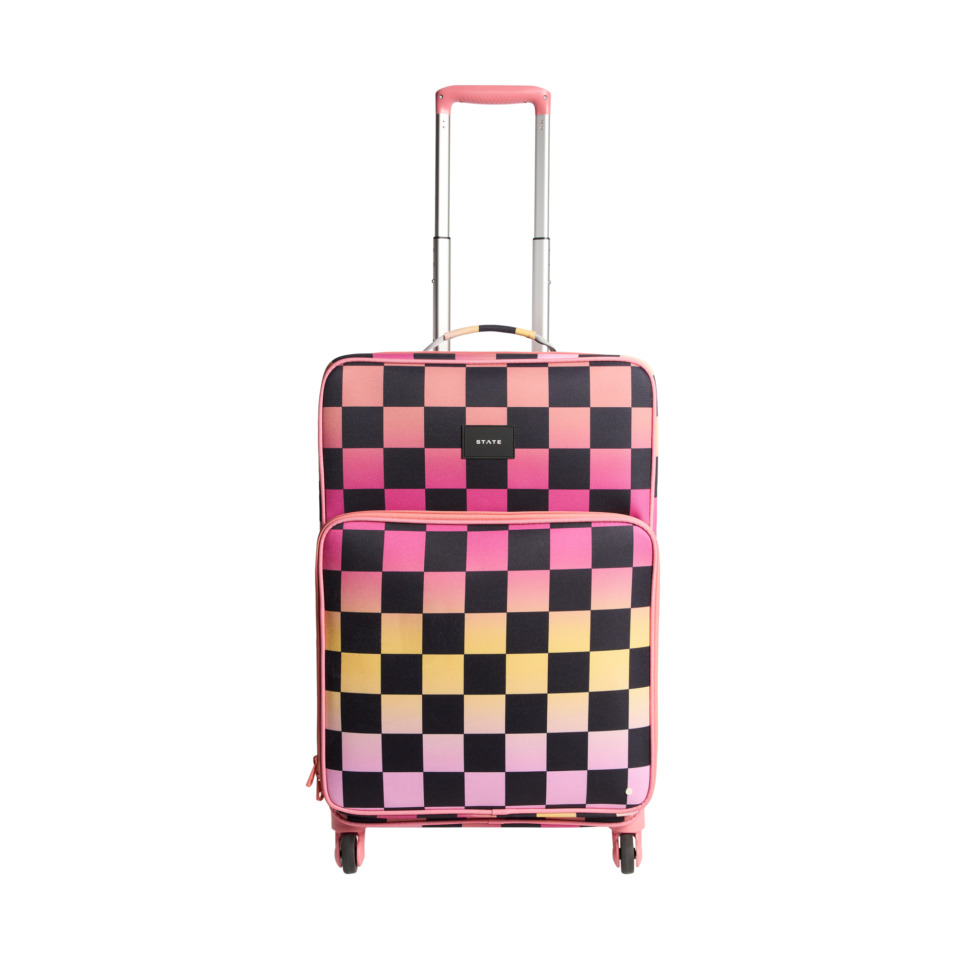 State Bags Logan Check In Suitcase Polycanvas Pink Checkerboard Front View Click to Zoom