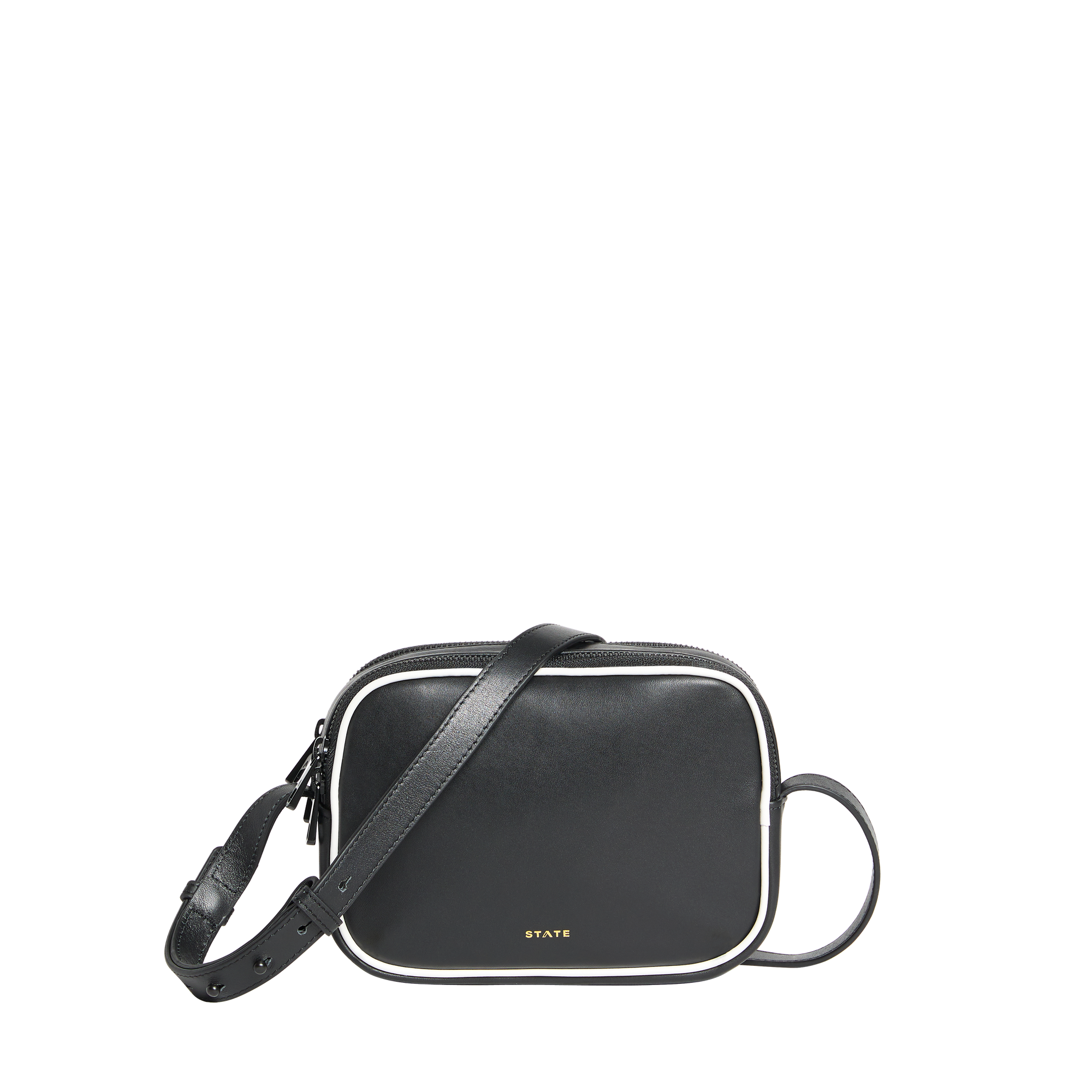 STATE Bags Bennett Crossbody Leather Black Alt Front View Click to Zoom