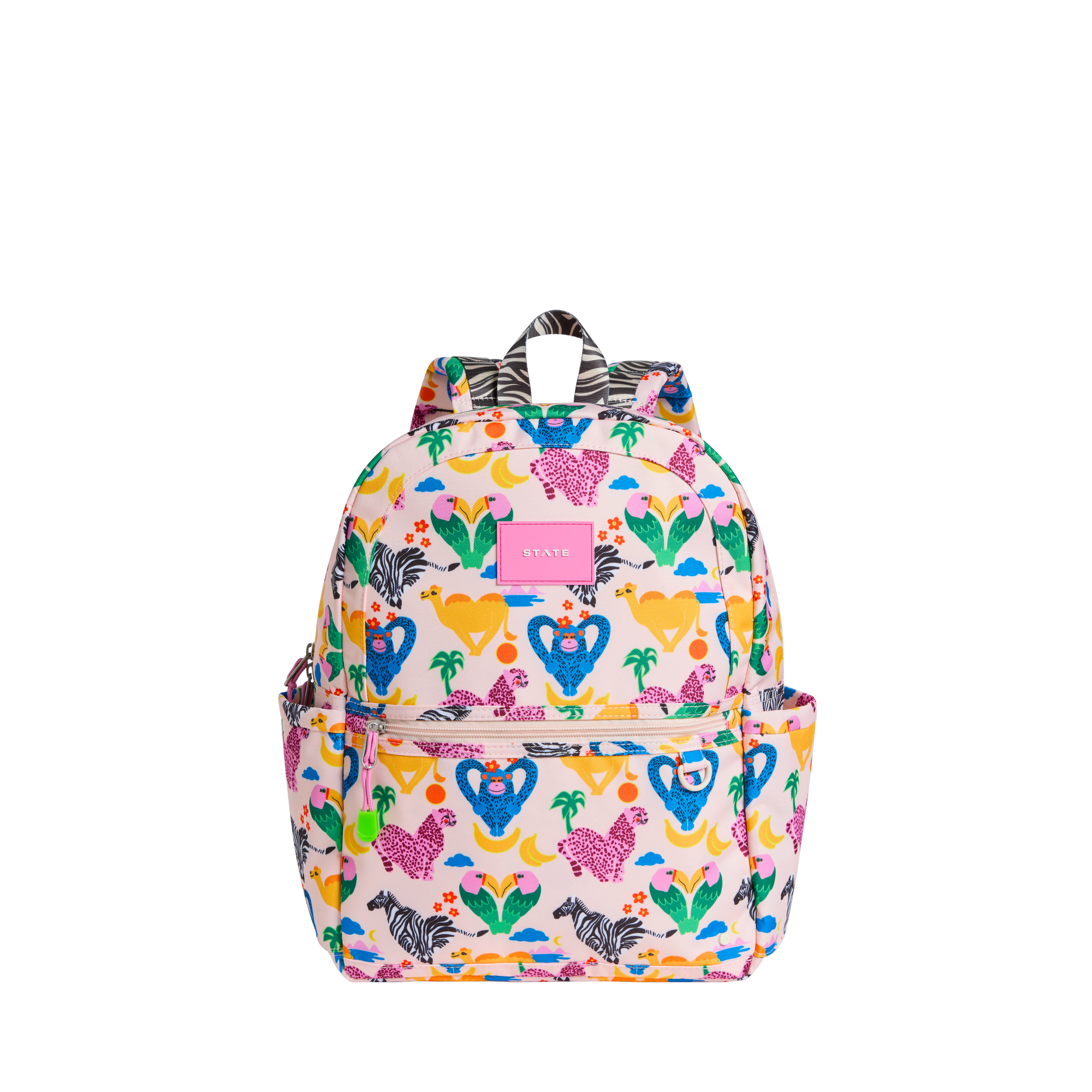 STATE Bags Kane Kids Backpack Recycled Polycanvas Animal Hearts Front View Click to Zoom