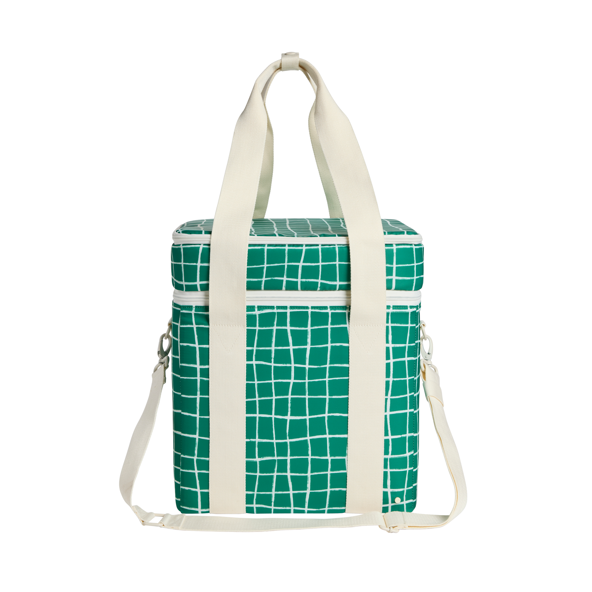 STATE Bags Wellington Cooler Nylon Green Check Front View Click to Zoom