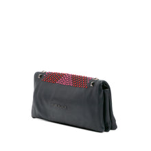 Balmain | Pre-Owned Leather Studded Foldover Clutch | Blue/NavyRed