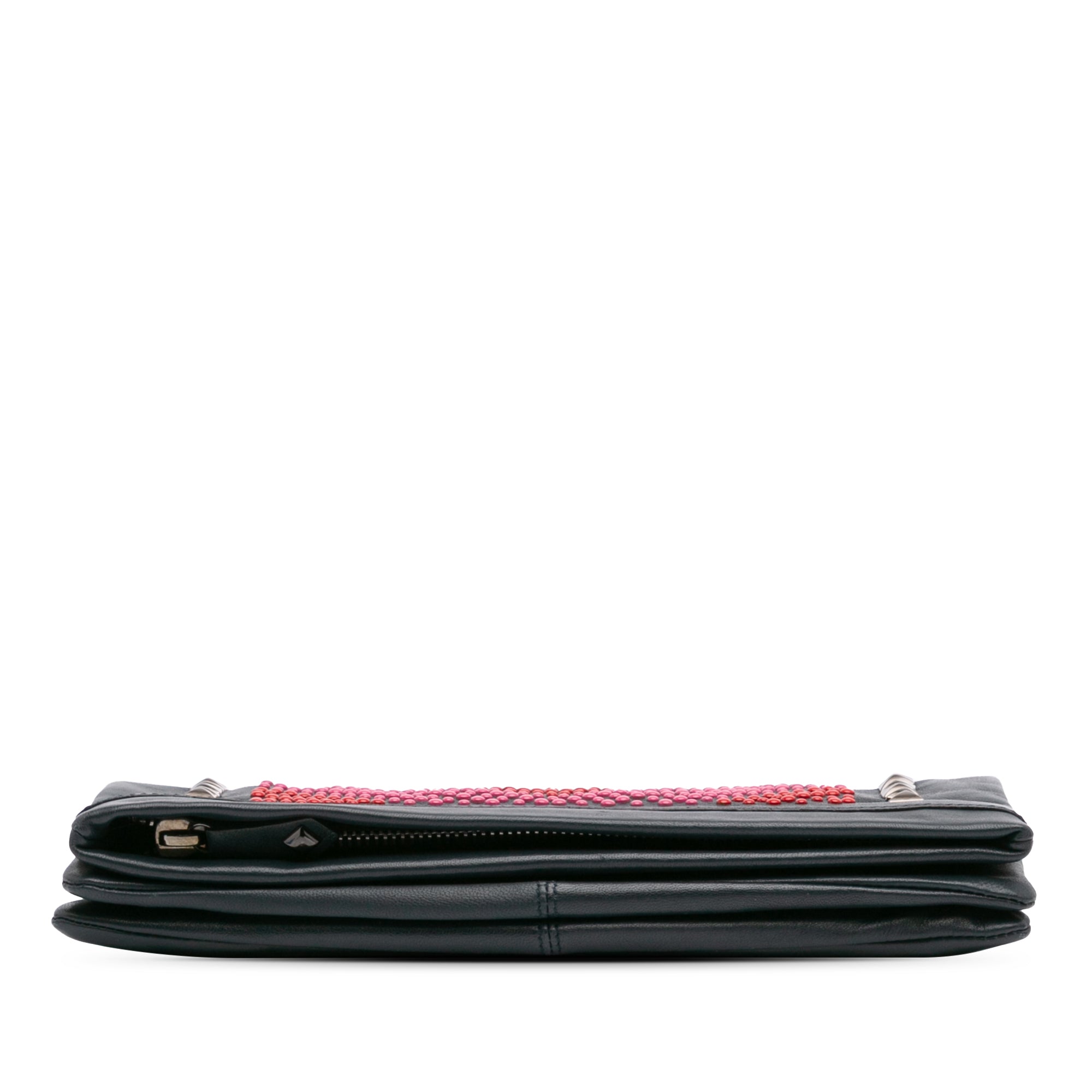 Balmain | Pre-Owned Leather Studded Foldover Clutch | Blue/NavyRed