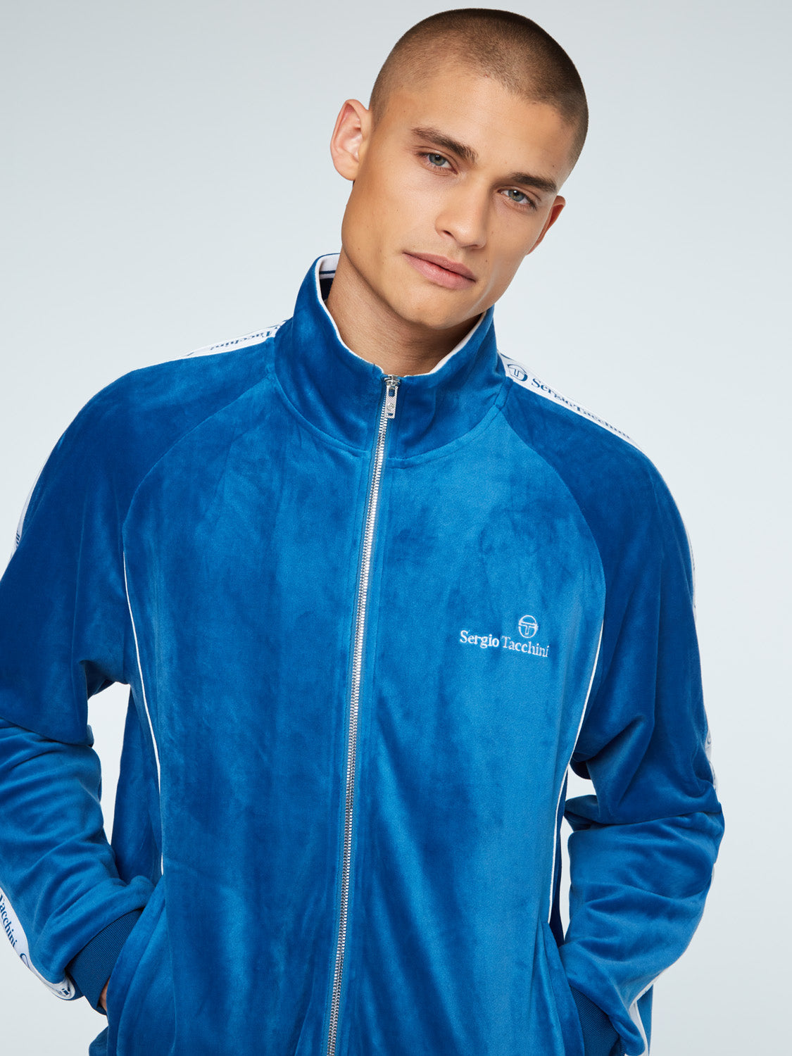 Men | Logo Velour Track Jacket | Vallarta Blue