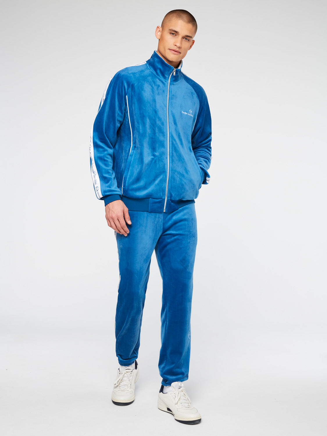 Men | Logo Velour Track Jacket | Vallarta Blue